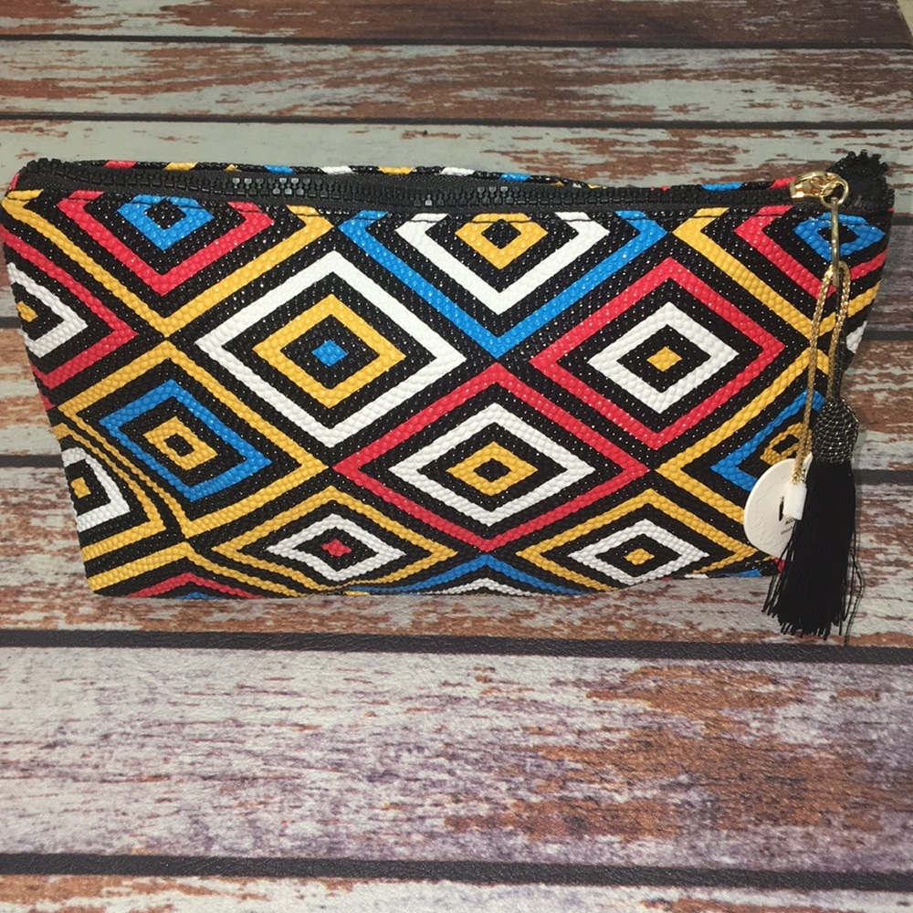 🌺Beautiful Textured Geometric Print Cosmetic Bag